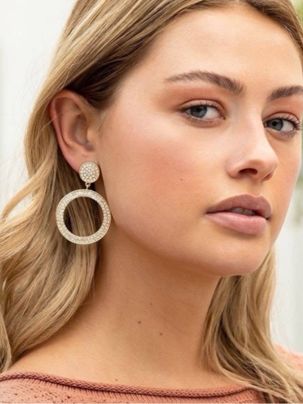 Plunder Brecken Crystal Hoop Drop Earrings - Gold Tone - Picture 3 of 3